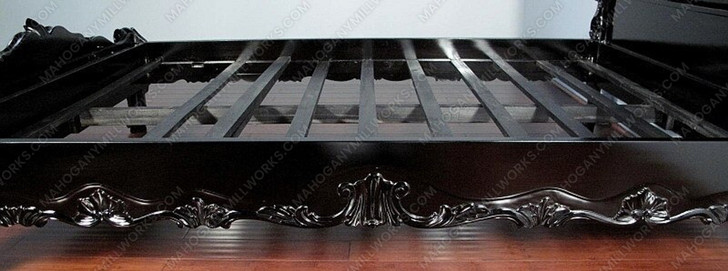 Glossy Black French Rococo Carved Panel Bed