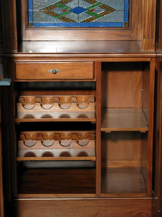 8.5ft Mahogany Walk-in Canopy Pub Bar w/ Stained Glass Ceiling