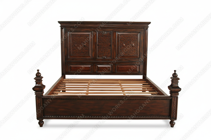 Casablanca Dark Carved Panel Bed