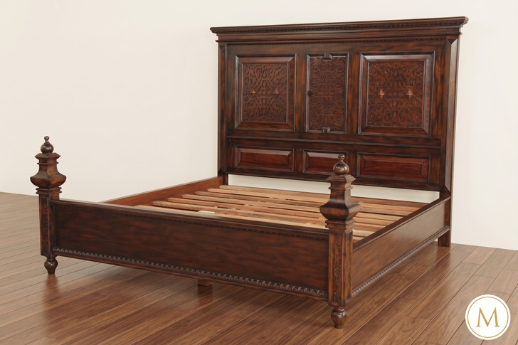 Casablanca Dark Mahogany Carved Panel Bed
