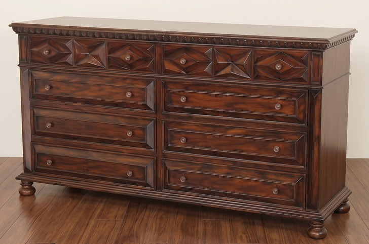 Casablanca Dark Mahogany Carved Panel Bed