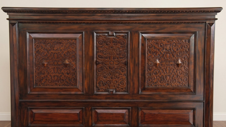 Casablanca Dark Mahogany Carved Panel Bed