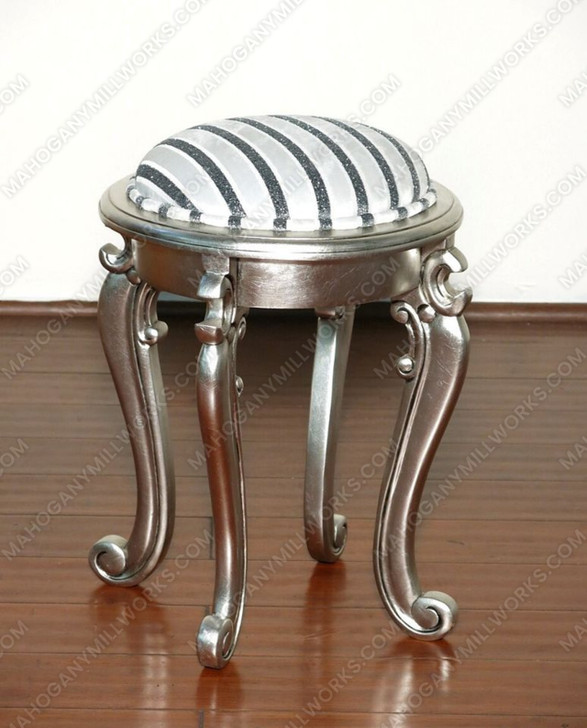 Silver Leaf French Rococo Make-up Vanity w/ Stool