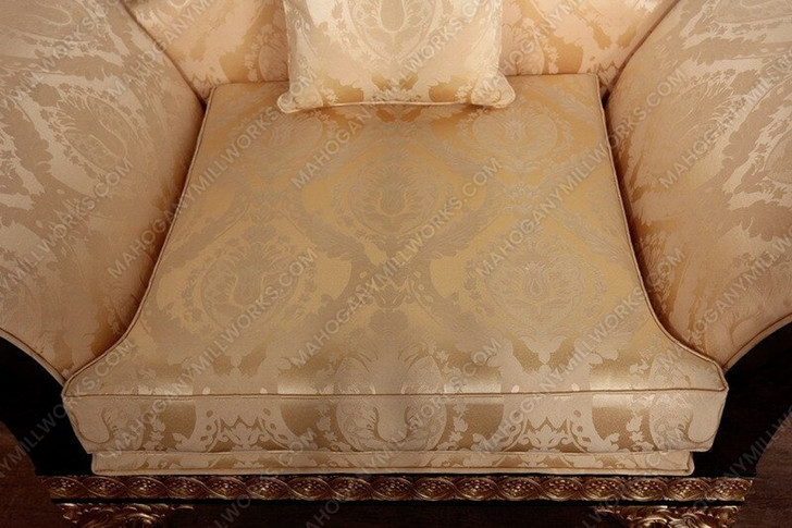 Dark Burl Gold Leaf Traditional Upholstered Chair w/ Pillow
