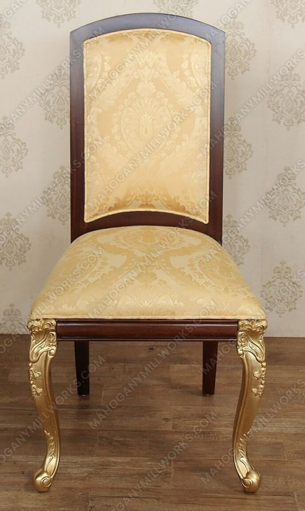 Burl & Gold French Style Upholstered Dining Chairs Set (8)