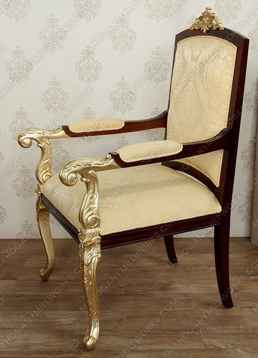 Burl & Gold French Style Upholstered Dining Chairs Set (8)