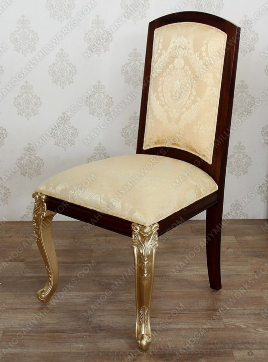 Burl & Gold French Style Upholstered Dining Chairs Set (8)