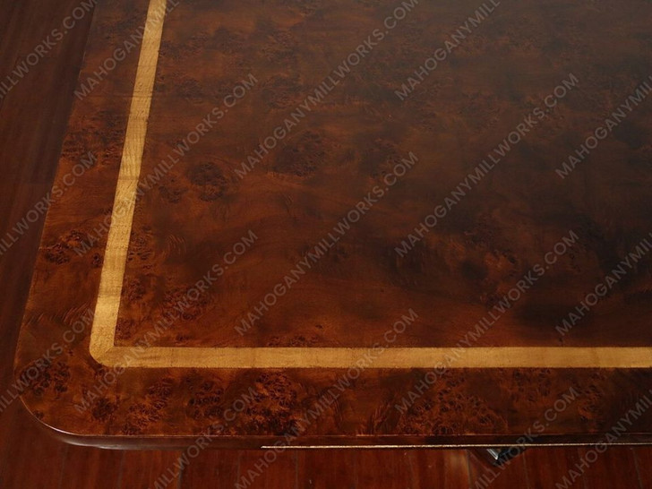 8ft Dark Burl & Gold Leaf  Dining Table