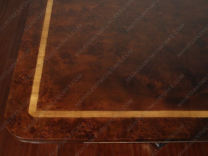 9pc Dark Burl & Gold Leaf Fancy Lebois Inlay Dining Set