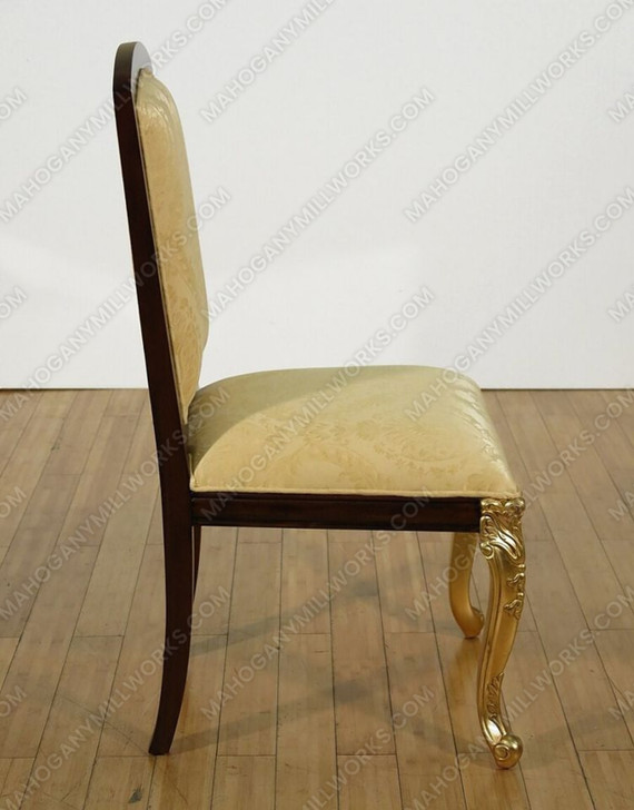 9pc Dark Burl & Gold Leaf Fancy Lebois Inlay Dining Set