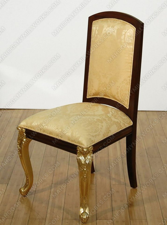 9pc Dark Burl & Gold Leaf Fancy Lebois Inlay Dining Set