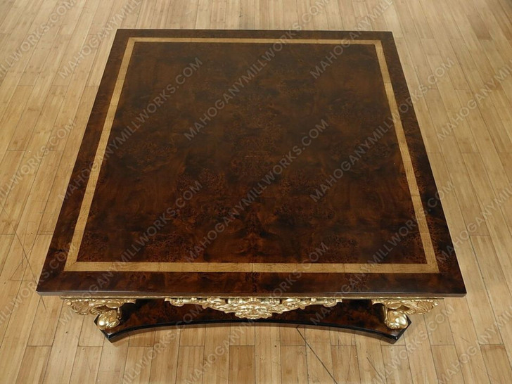 Dark Burl Inlay & Gold Leaf Square Coffee Table