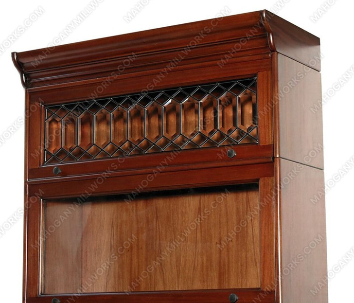 8' Tall Mahogany Barrister Stacking Bookcase Display w Leaded Glass