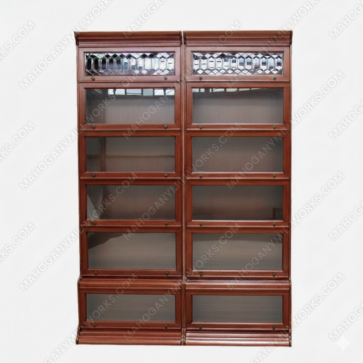 Mahogany 6-Stack 2-Unit Side x Side Bunching Barrister Bookcase