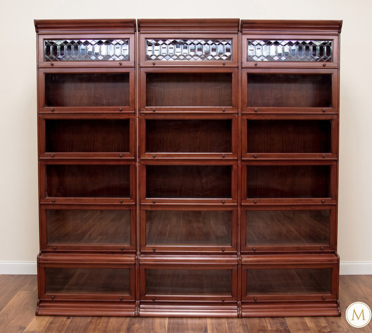 Mahogany 6-Stack 3-Unit Side x Side Bunching Barrister Bookcase