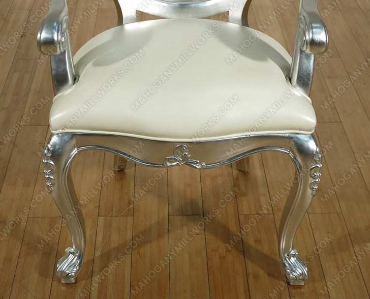 9 Pc Silver Leaf Mirrored Dining Set