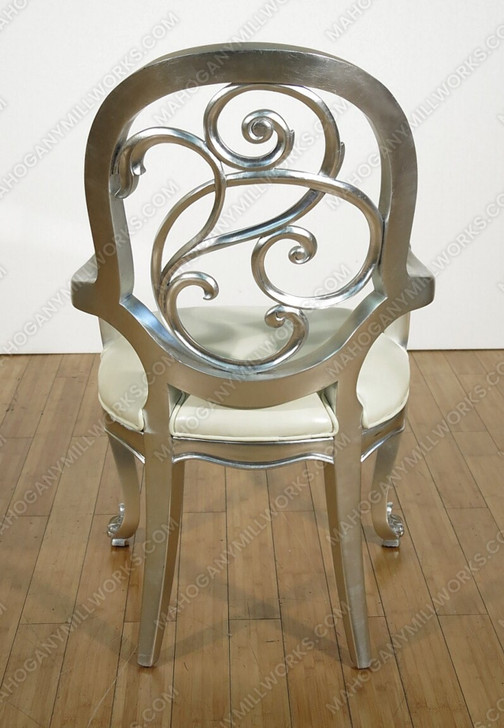 9 Pc Silver Leaf Mirrored Dining Set