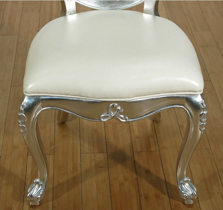 9pc Silver Leaf Mirrored Dining Set