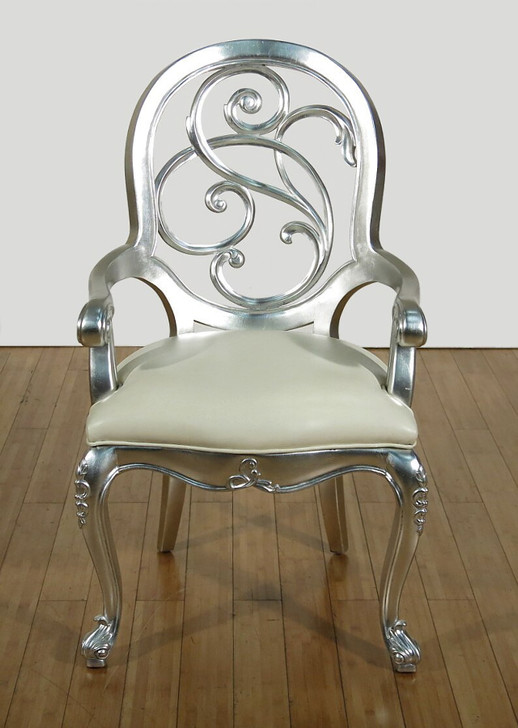 9pc Silver Leaf Mirrored Dining Set