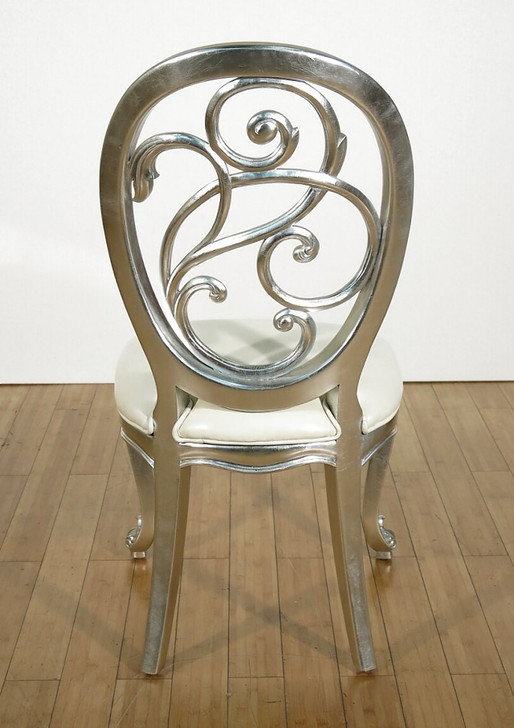 9pc Silver Leaf Mirrored Dining Set