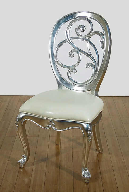 9pc Silver Leaf Mirrored Dining Set