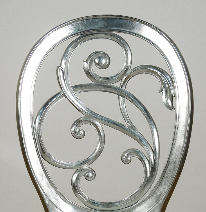 9pc Silver Leaf Mirrored Dining Set
