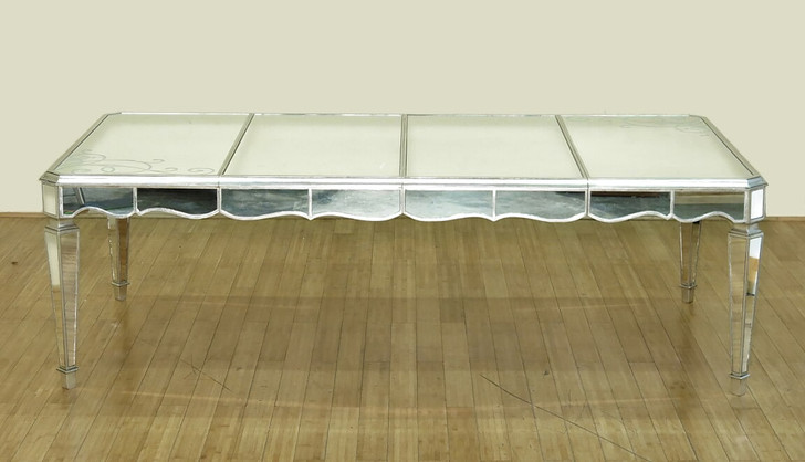 9pc Silver Leaf Mirrored Dining Set