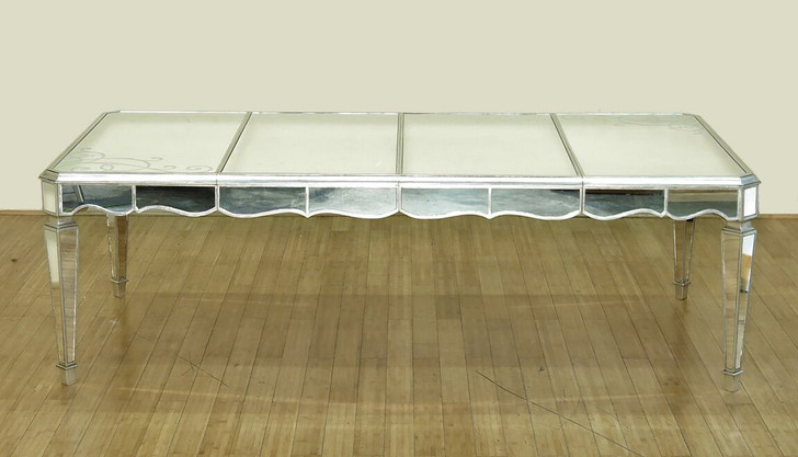 9pc Silver Leaf Mirrored Dining Set