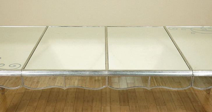 9pc Silver Leaf Mirrored Dining Set