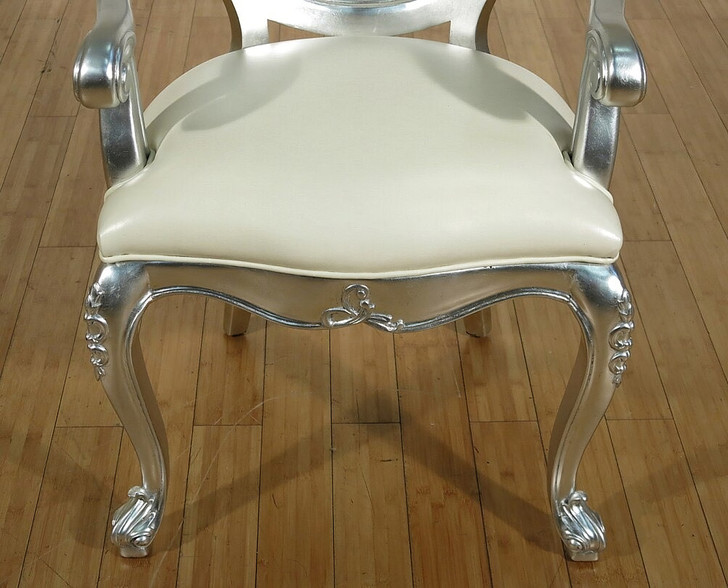 9pc Silver Leaf Mirrored Dining Set