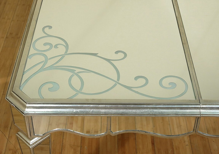 9pc Silver Leaf Mirrored Dining Set