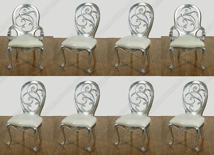 Silver Balloon Back Dining Chair Set (8) ~