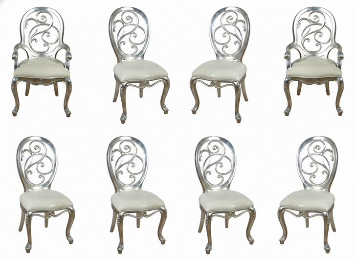 Silver Balloon Back Dining Chair Set (8)