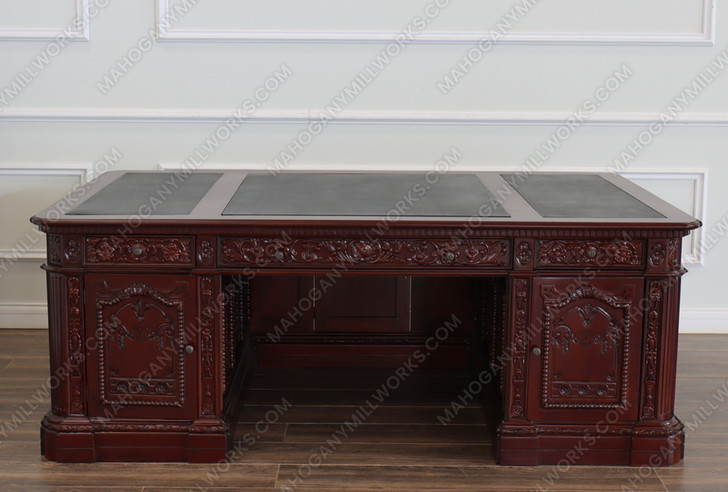 3pc Dark Mahogany Presidential Resolute Office Set w/ Bookcase