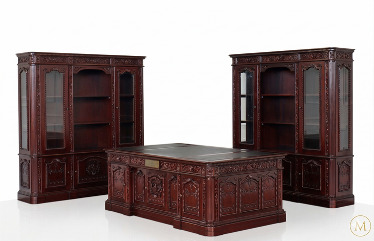2pc Dark Mahogany Resolute Office Desk/Bookcase Set