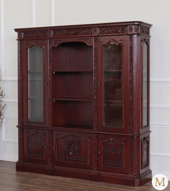 2pc Dark Mahogany Resolute Office Desk/Bookcase Set