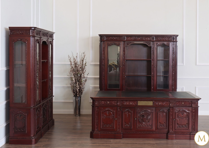 2pc Dark Mahogany Resolute Office Desk/Bookcase Set