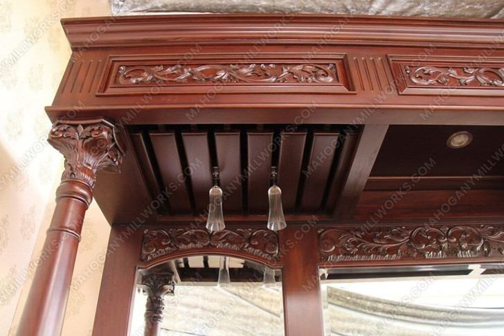 9ft Mahogany Victorian Pub Bar w/ Marble Top & Rails