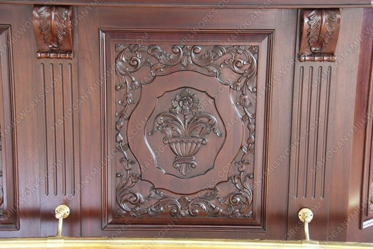 9ft Mahogany Victorian Pub Bar w/ Marble Top & Rails