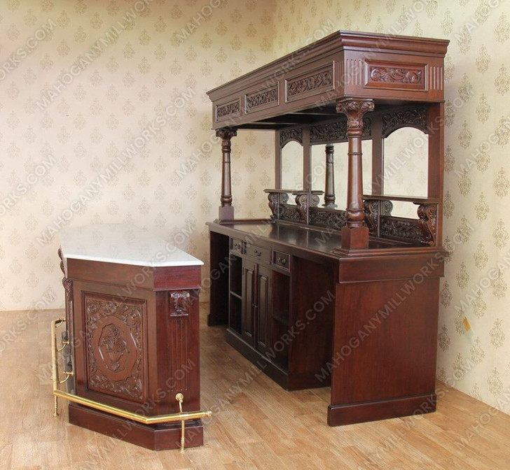 9ft Victorian Pub Bar w/ Marble Top