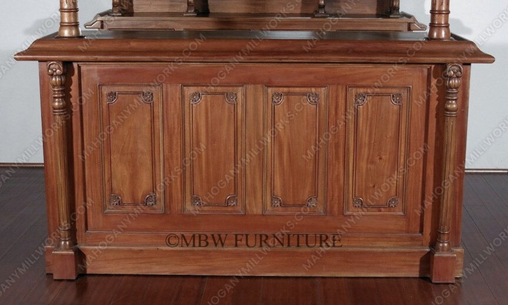 Solid Mahogany English Canopy Pub Bar with Stained Glass & Mirrors