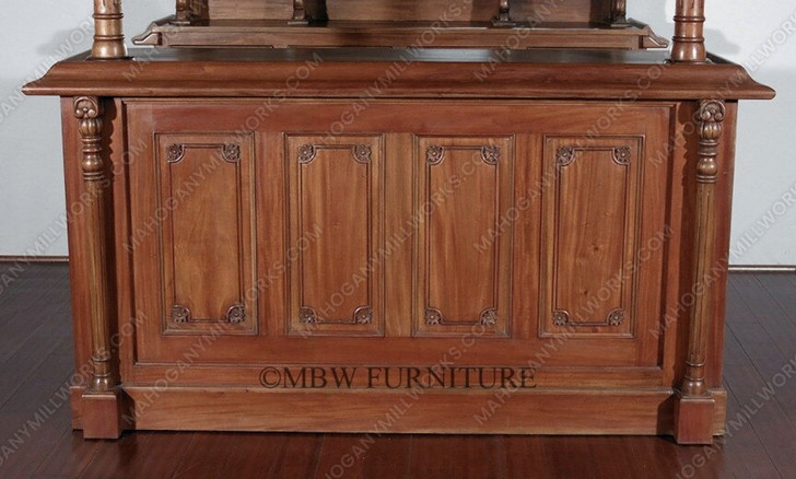 Solid Mahogany English Canopy Pub Bar with Stained Glass & Mirrors