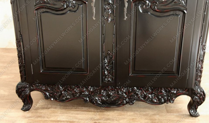 Distressed Black French Rococo 2 Door Cabinet