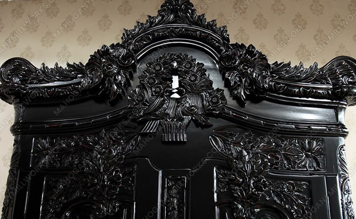 Distressed Black French Rococo 2 Door Cabinet