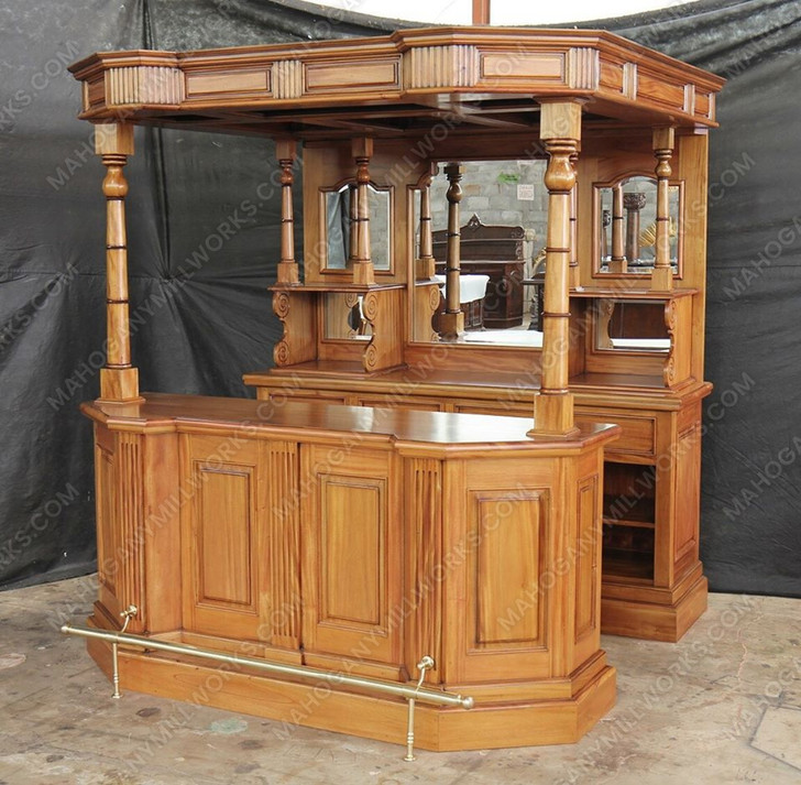 6.5ft Light Mahogany English Canopy Home Pub Bar