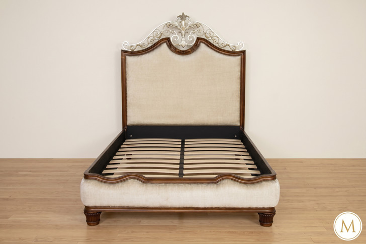Upholstered Panel Bed with Iron
