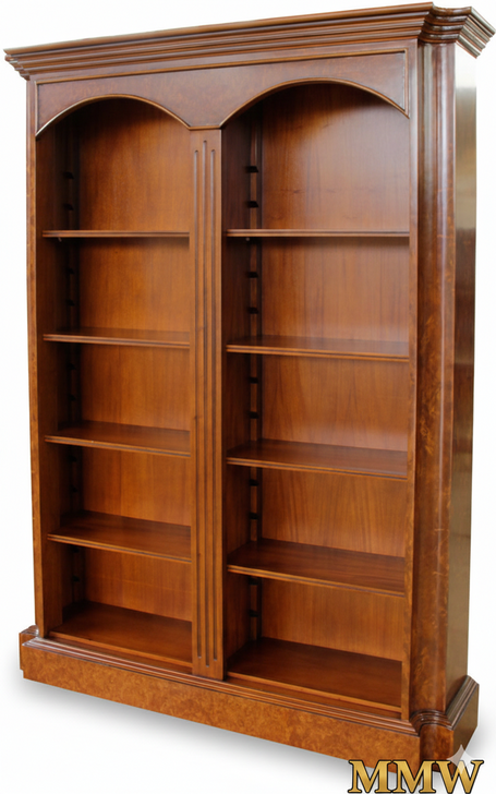 Solid Mahogany Double Arched Open Bookcase