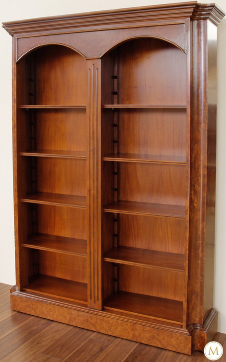 Solid Mahogany Double Arched Open Bookcase
