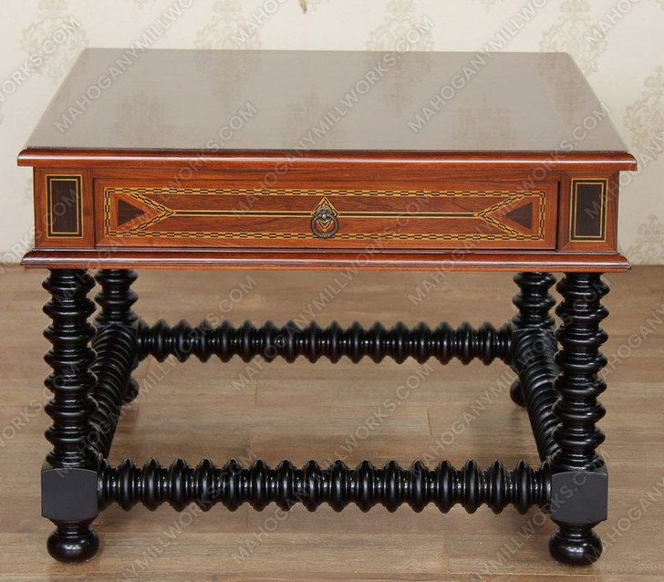 Egyptian Traditional Mappa Burl with Flower Marquetry End Table