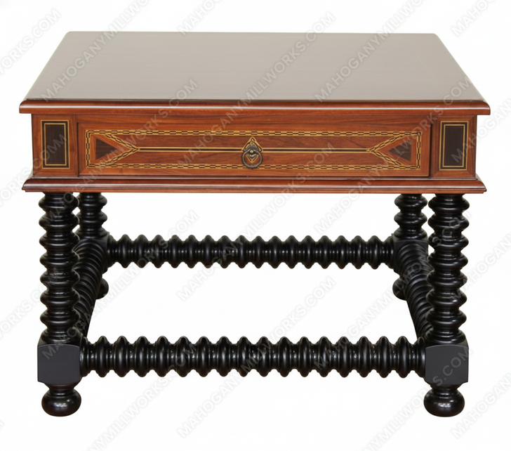 Egyptian Traditional Mappa Burl with Flower Marquetry End Table